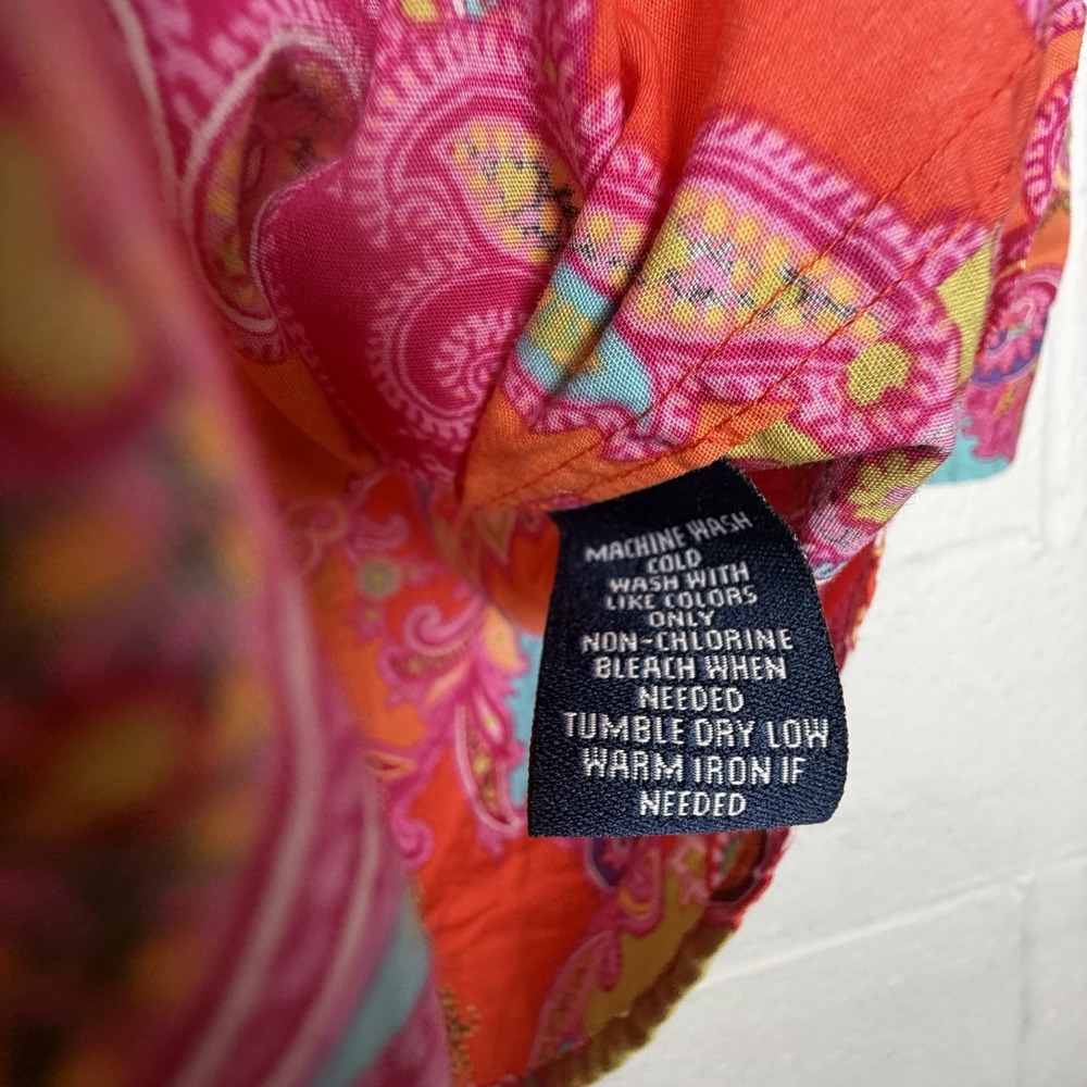 Chaps Paisley Button Up Shirt Women L Bright Color Dopamine Boho Cotton Top - Picture 4 of 7